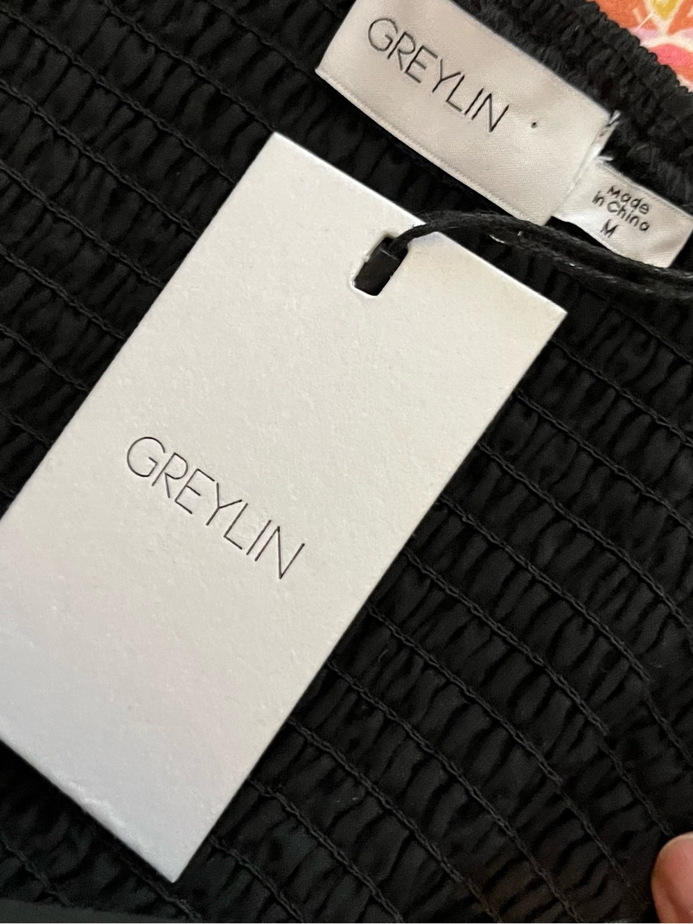 Greylin Cotton Poplin Black Halter Smocked-Back Cropped Top Sz M NEW - Picture 9 of 10
